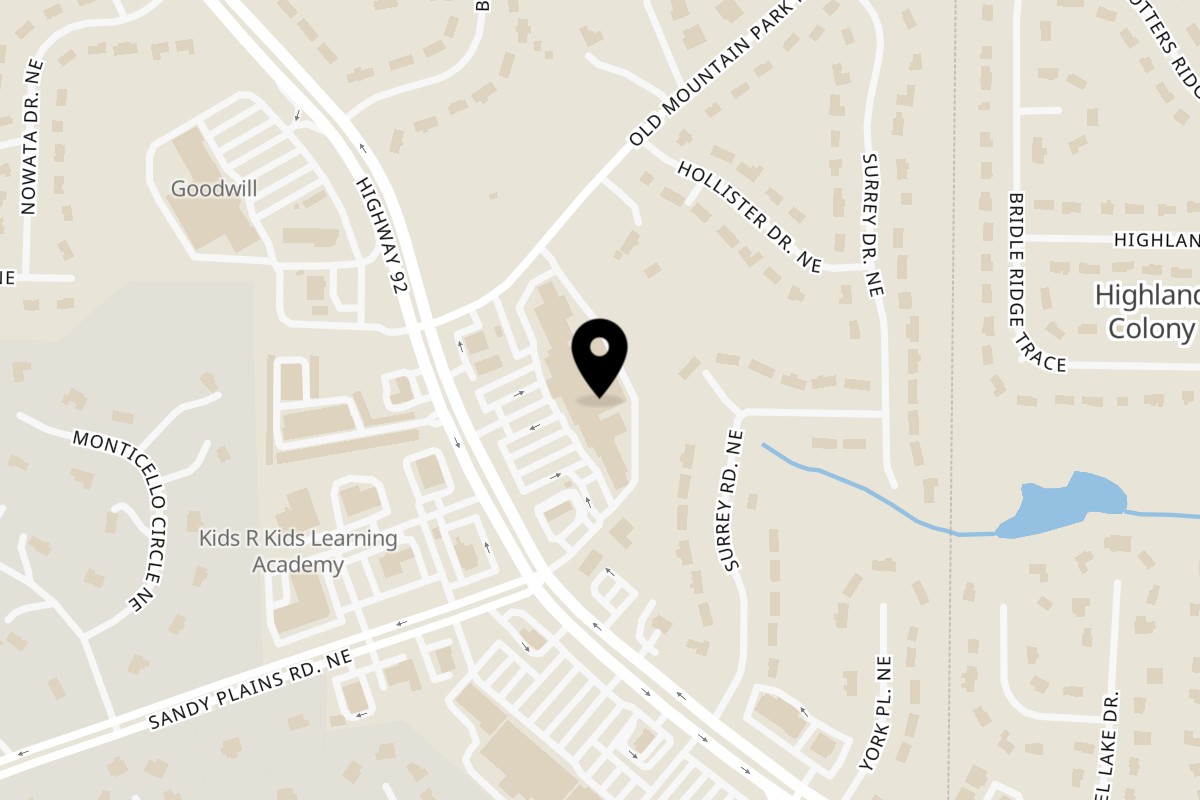 Map showing the location of Aroma Indian Kitchen on 4750 Alabama Rd #114 in Roswell